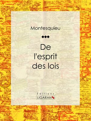 cover image of De l'esprit des lois